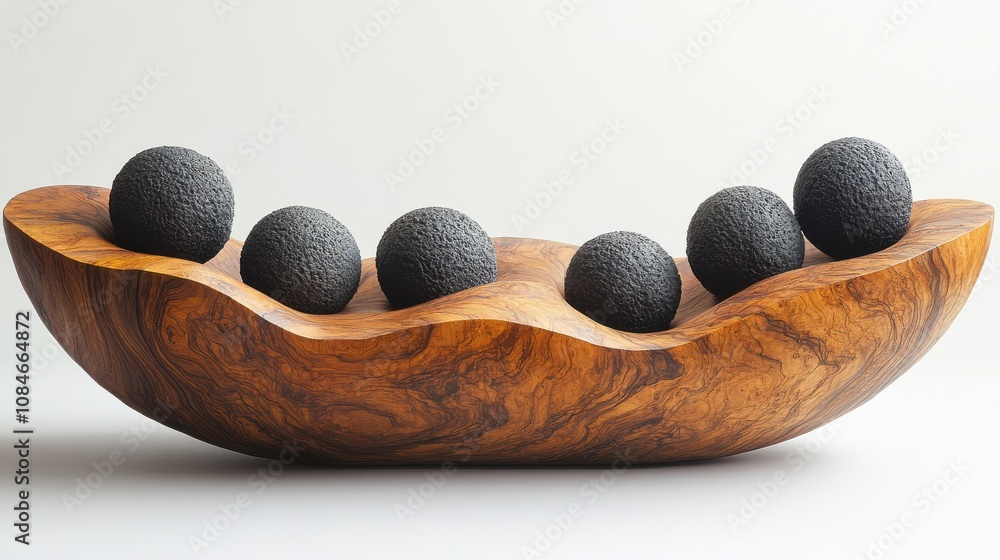 Poster a wooden object with round objects on it