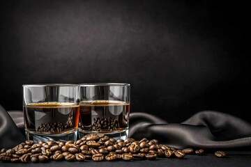Coffee infused cocktails dark studio beverage photography elegant setting close-up view rich flavor profile