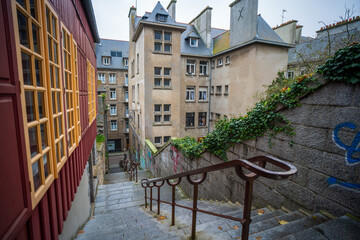 Streets in Saint Malo, Brittany, France 