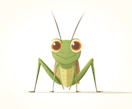 recommend clip art: Cartoon-style grasshopper on white