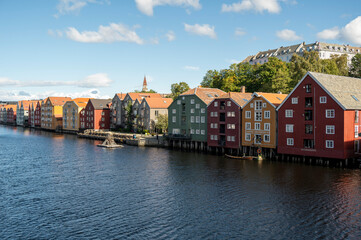 Colorful Gamle bybro Houses Trondheim Norway