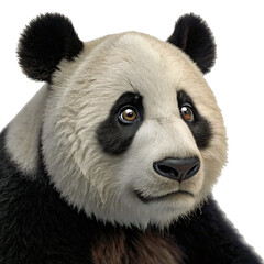 Obraz premium A portrait of a thoughtful panda with an expression of softness and calm. The detailed fur highlights its realism.