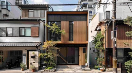 A modern glass house surrounded by lush trees, featuring open architecture with metal frames, wooden accents, and rooftop greenery, blending harmoniously with its natural environment.