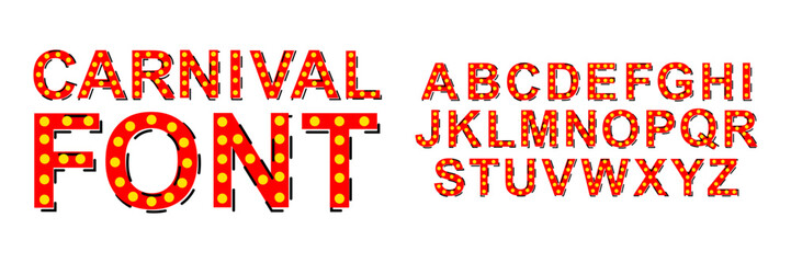 Vector Carnival Neon alphabet font on white background.