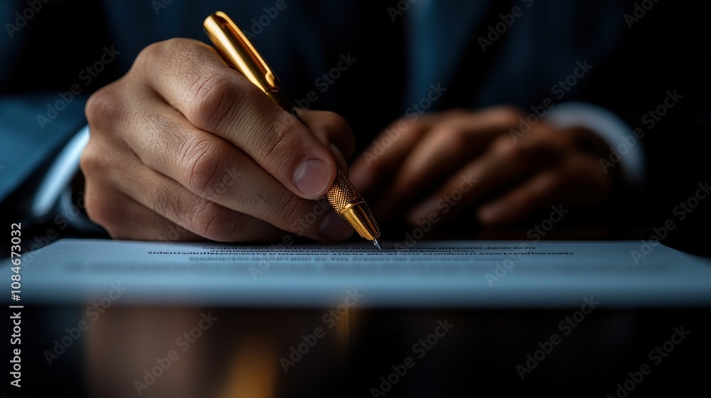 Poster businessman sign terms of use concept reading terms and conditions of website or service before clic