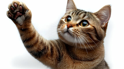 Cute Tabby Cat Reaching Up - Photo