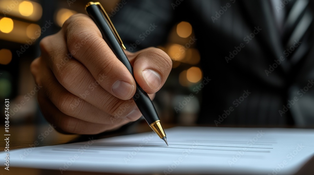 Poster businessman touching to tick correct mark in checklist to remind work task progressive for project d
