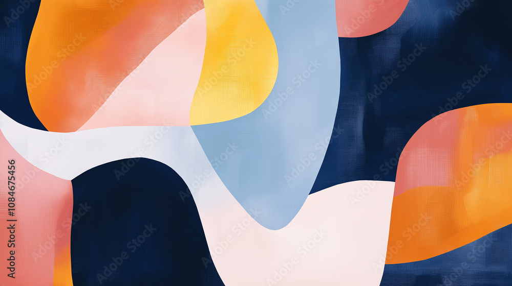Poster Abstract painting background showing intertwining colorful shapes