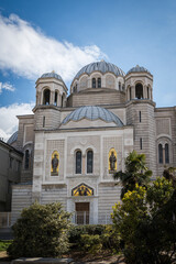 Fototapeta premium Saint Spyridon Church in Trieste, Italy, a magnificent Serbian Orthodox church known for its stunning domes, mosaics, and rich history.