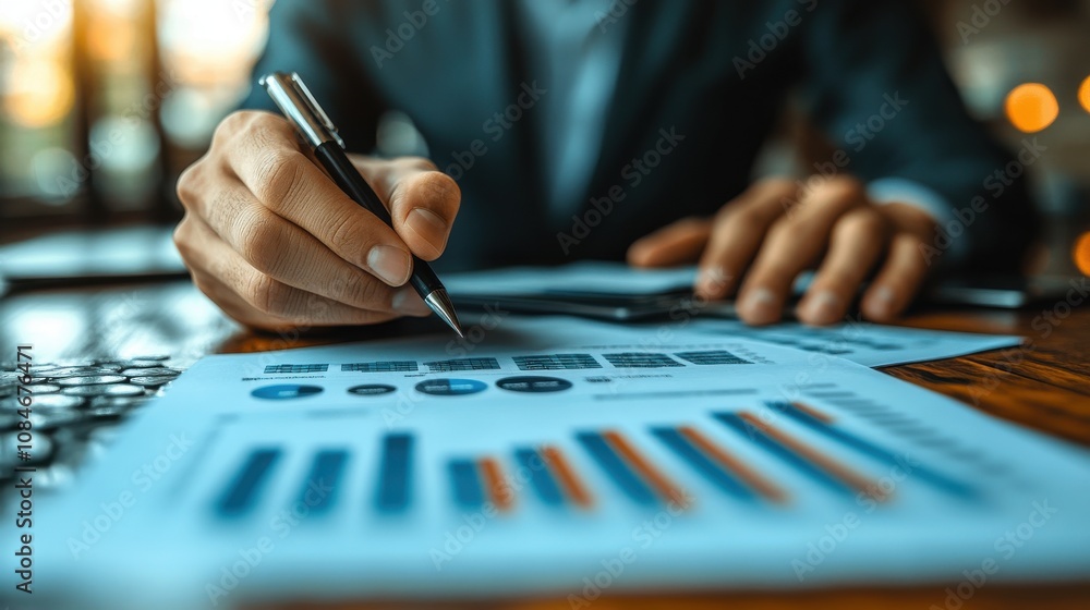 Poster businessman write down arrow with cost and up arrow with quality for business project management str