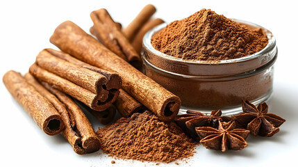 Cinnamon Sticks and Ground Cinnamon Powder with Star Anise - Photo