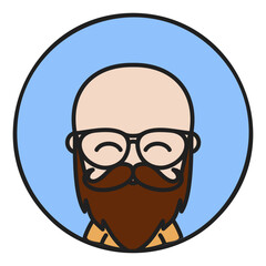 Bald beard man in glasses vector icon
