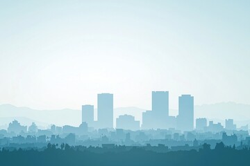 Naklejka premium Silhouetted Cityscape: A Serene Urban Dawn