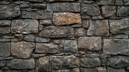 Fototapeta premium A Rugged Stone Wall with Irregularly Shaped Stones