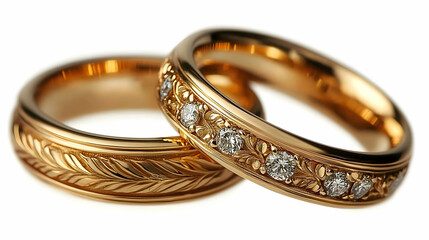 Gold Wedding Bands with Diamond Detail - Illustration