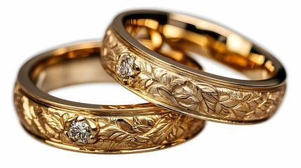 Gold Wedding Rings with Diamond Accents - Realistic Image