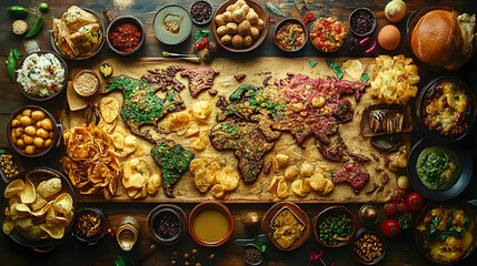 World Map Food Illustration