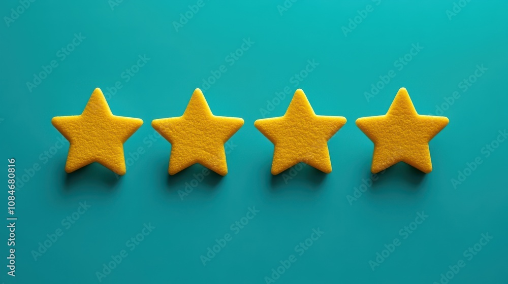 Poster customer or client use application for give satisfaction score to complete five stars with copy spac