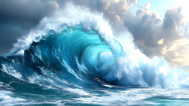 Ocean Wave Breaking - Realistic Image