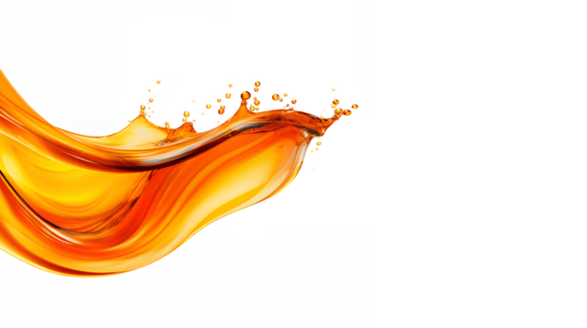 abstract fluid motion, dynamic orange and yellow waves, liquid splash, smooth curves, flowing energy, white background, vibrant colors, digital art, vector graphics, minimalist design, elegant swoosh