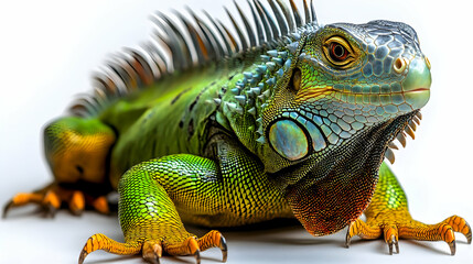 Obraz premium Green Iguana with Orange Claws - Realistic Animal Image