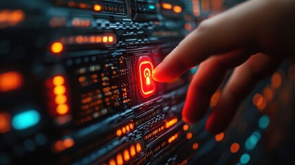 Fototapeta premium cybersecurity and data protection concept user enter password for personal information access data login protect and secure internet access padlock technology cyber security encryption privac