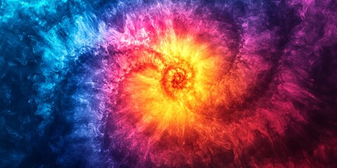 Vibrant Abstract Swirl of Colors Resembling a Nebula, With a Captivating Blend of Blue, Orange, and Pink Hues on a Cosmic Background