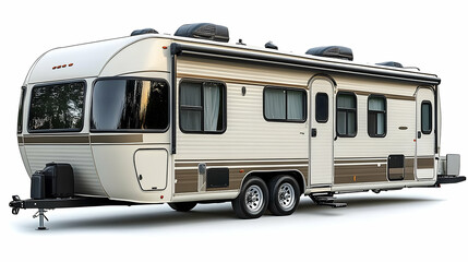 3D Render of a White RV Trailer