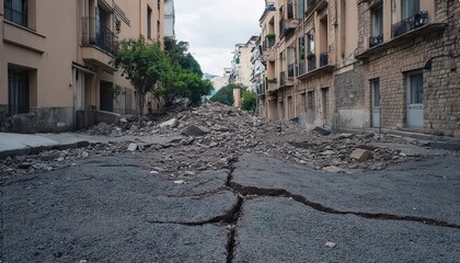 Cracked Pavement Damaged by Earthquake – Severe Ground Fractures After Seismic Activity