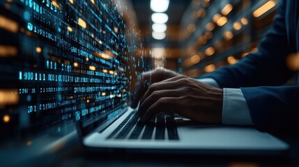 document management concept businessman using laptop with document management system file storage database document and file collection