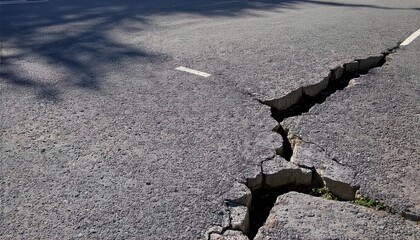 Cracked Pavement Damaged by Earthquake – Severe Ground Fractures After Seismic Activity