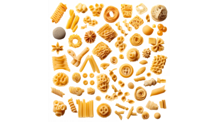 Orange food, pasta shapes, Italian cuisine, carbohydrates, wheat products, geometric patterns, culinary ingredients, various pasta varieties, spaghetti, penne, fusilli, farfalle, macaroni.