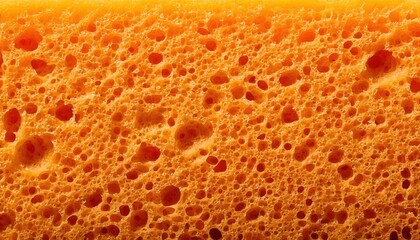 orange kitchen sponge scrubbing pad porous texture macro close-up background