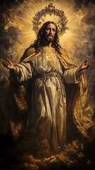 Christ the King in Majestic Glory with Radiant Golden Halo