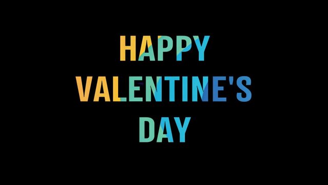 Celebration colorful illustration greeting frase &ldquo;Happy Valentine's day&rdquo; on black background