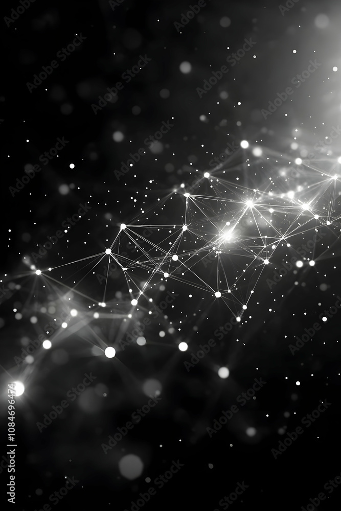 Poster abstract background with white glowing dots and lines