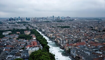 Tsunami Strikes City – Giant Wave Submerges Streets in Devastating Flood
