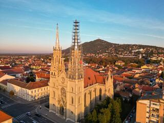 Obraz premium Cathedral in Vrsac, Serbia - drone view
