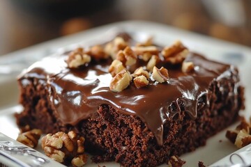 Decadent Chocolate Cake with Nutty Topping ? A Delightful Dessert Experience
