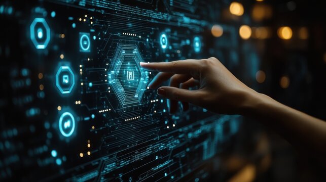 pki public key infrastructure business concept information security technology person touching pki icons on virtual scree