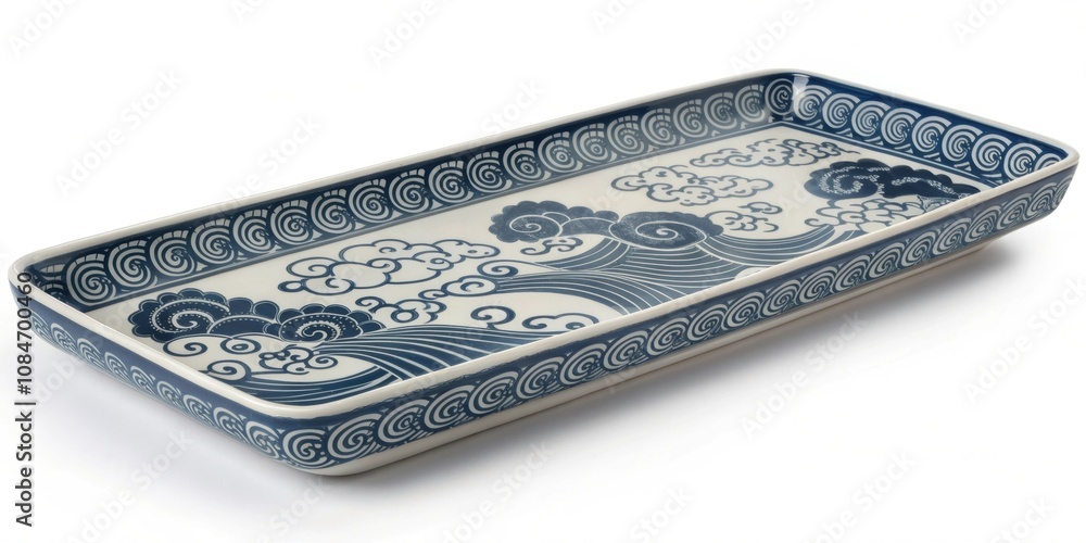 Poster traditional scroll s design a long rectangular dish with a scroll pattern that features a sinuous s 