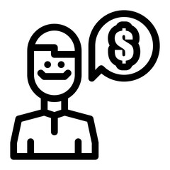Business idea icon. Millionaire thinking, financial vision, business innovation. Vector illustration