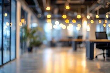 Modern Workspace with Soft Lighting and Minimalist Design