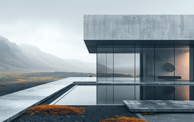 Minimalist modern architecture and spatial structure
