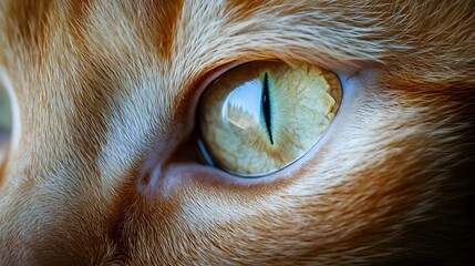 Close up Cat Eye  Orange Fur  Green Eyes  Pet Portrait