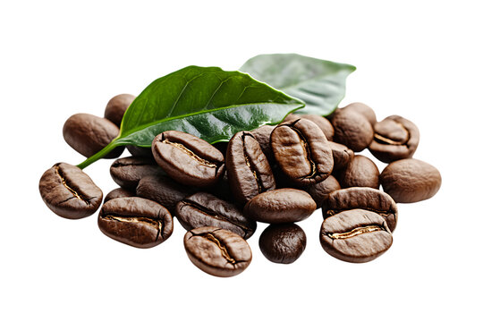 Fresh coffee beans isolated png on a transparent background