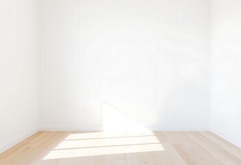 A minimalist, empty room with a single, solid white wall 