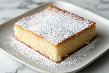 Deliciously Moist Cake Topped with Powdered Sugar