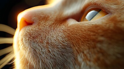 Close up Ginger Cat Face  Soft Fur  Golden Eyes