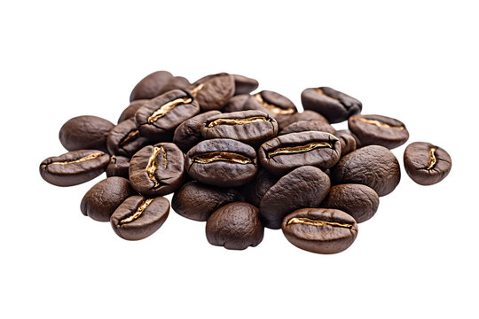 Fresh coffee beans isolated png on a transparent background